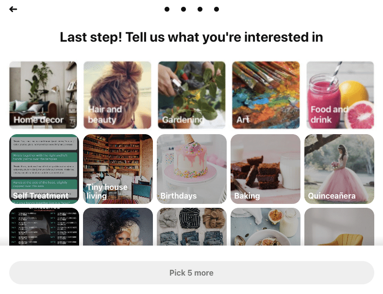 Pinterest set up preferences