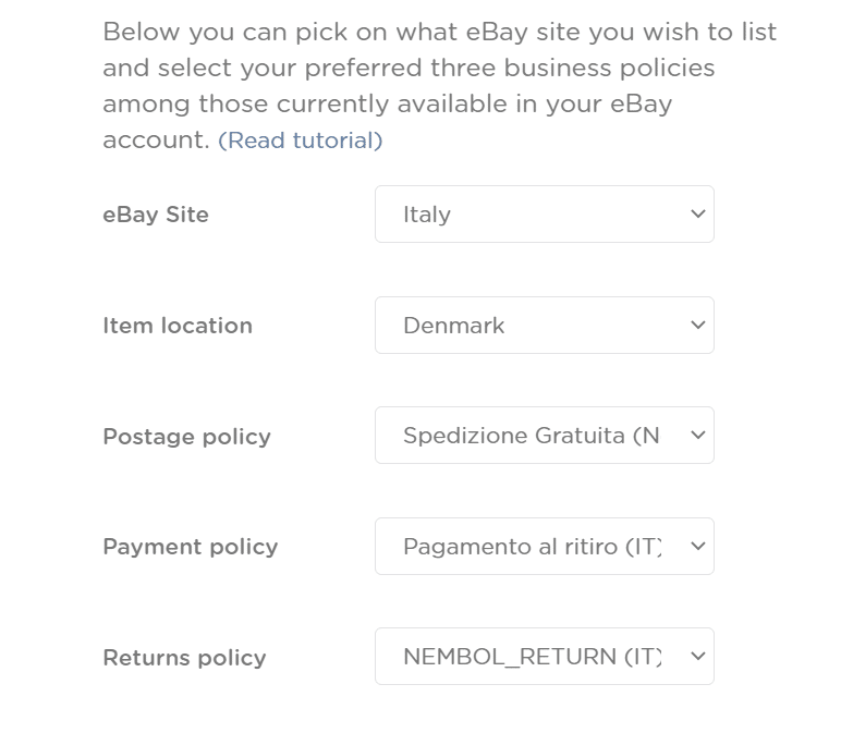 eBay bulk listing and syncing functions Nembol