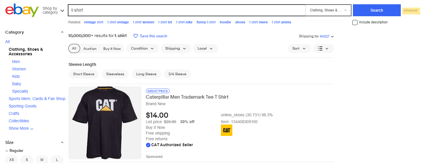 search for sold items on ebay