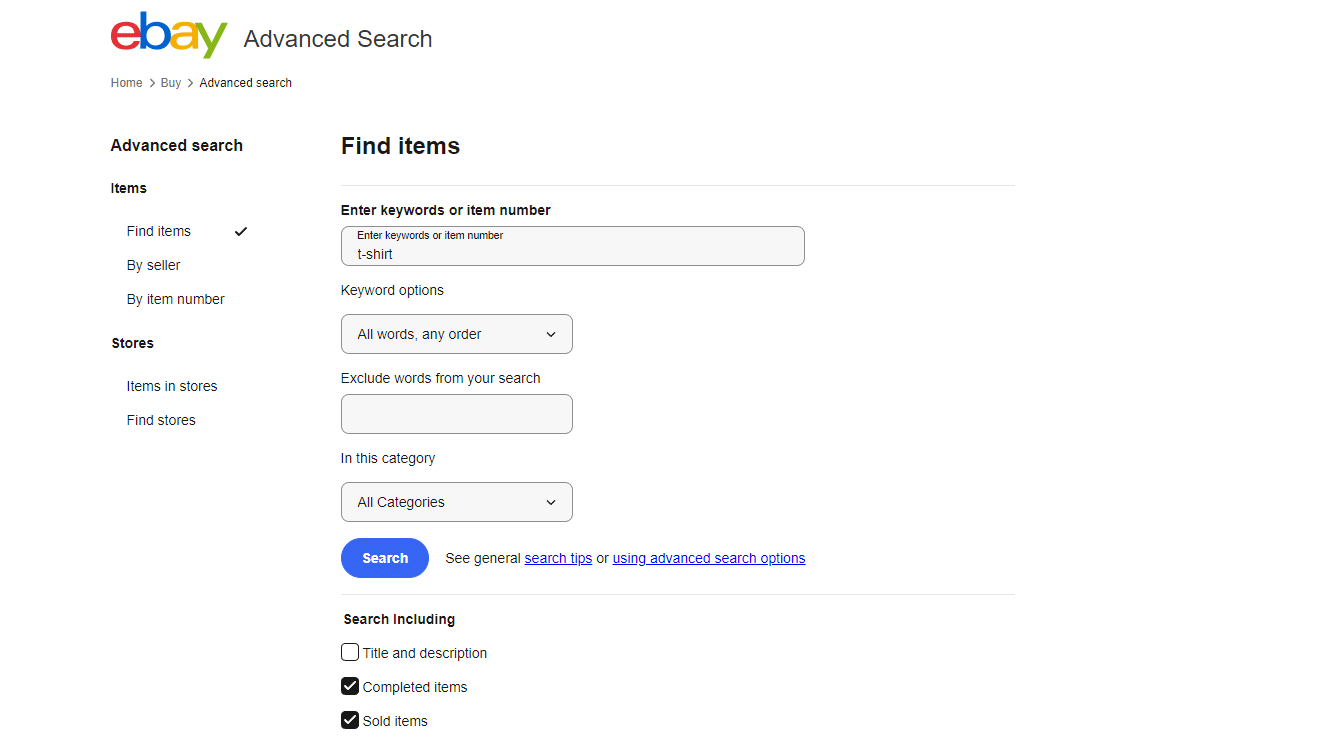 ebay advanced search