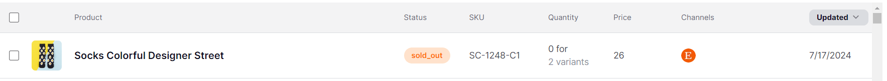 When stock goes to zero in Nembol, or is edited to zero, the status of the products becomes “Sold out”