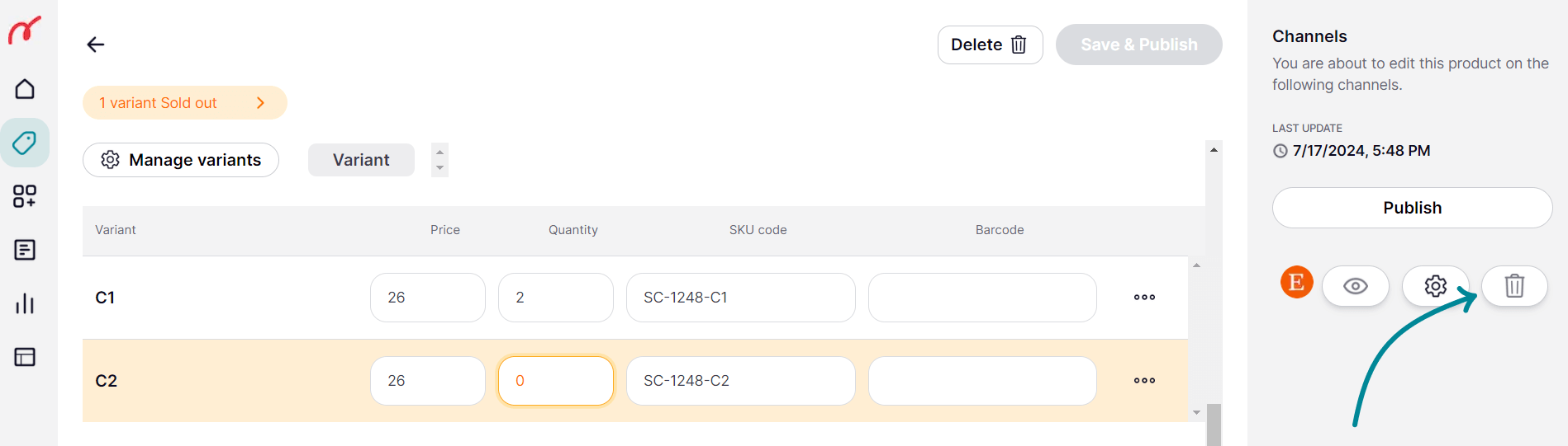 The delist button deletes your product from Etsy. Beware.