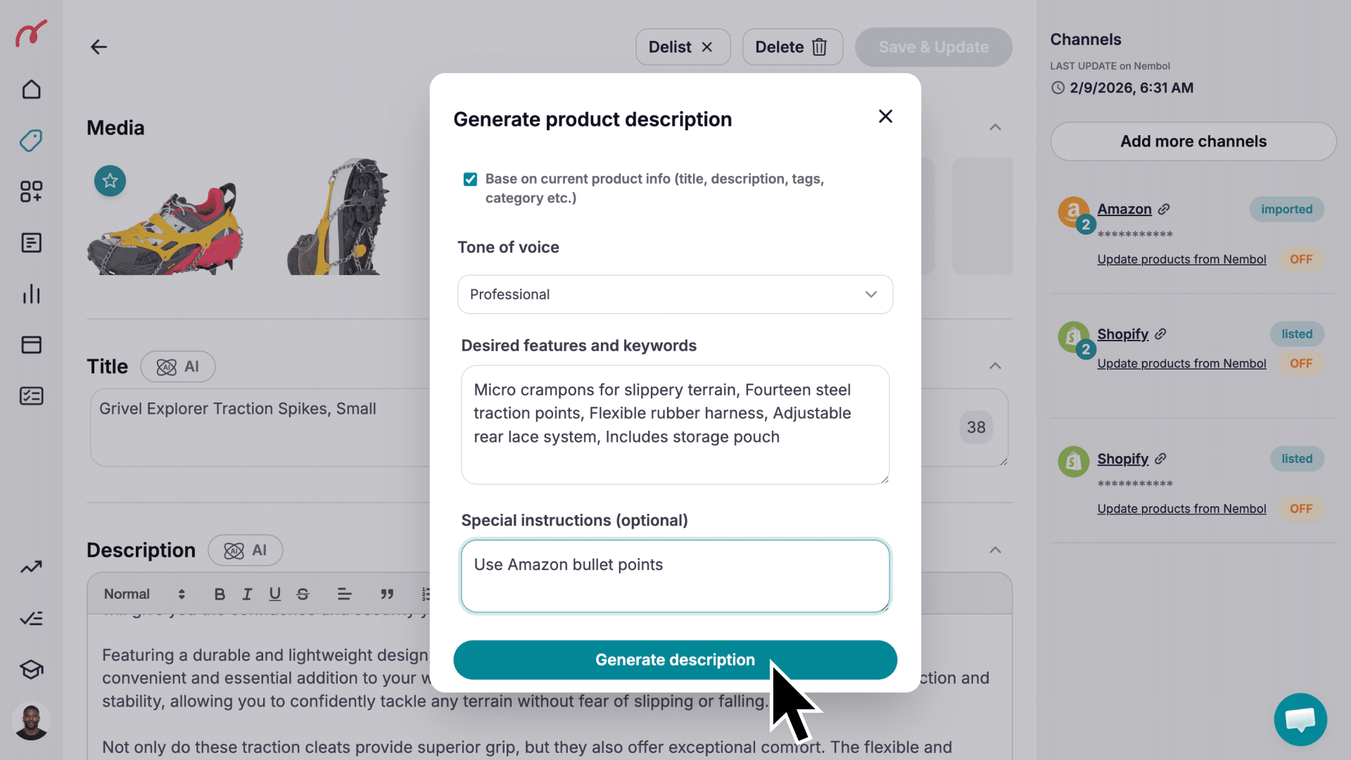 How to add bullet points to Amazon product descriptions - Automatically generate bullet points with Nembol AI 